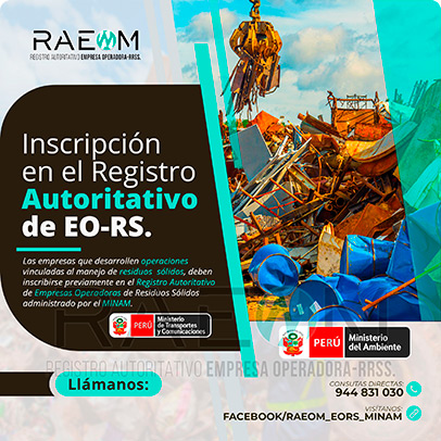 RAEOMINAM.COM RAEOMINAM RAEOM Registro Autoritativo de Empresas Operadoras MINAM, para transporte de Residuos Sólidos. En el marco de la Ley de Gestión Integral de Residuos Sólidos, solo aquellas empresas registradas estarán autorizadas a trabajar con residuos sólidos.
                                        Para la inscripción en el Registro Autoritativo, el solicitante debe presentar al MINAM el formulario o solicitud de Inscripción para EO-RS, el cual tiene carácter de declaración jurada; estando el procedimiento administrativo sujeto a fiscalización posterior. Dicho Formato debe estar suscrito por el/la representante legal y el/la responsable técnico.
                                        A través de la inscripción en el Registro Autoritativo de EO-RS, se autoriza el inicio de las operaciones que se detallan a continuación:
                                        a) Barrido y limpieza de espacios públicos;
                                        b) Recolección y transporte;
                                        c) Transferencia;
                                        d) Tratamiento;
                                        e) Acondicionamiento;
                                        f) Valorización; y,
                                        g) Disposición final.