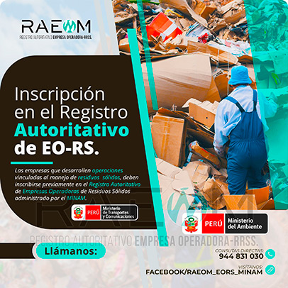 RAEOMINAM.COM RAEOMINAM RAEOM Registro Autoritativo de Empresas Operadoras MINAM, para transporte de Residuos Sólidos. En el marco de la Ley de Gestión Integral de Residuos Sólidos, solo aquellas empresas registradas estarán autorizadas a trabajar con residuos sólidos.
                                        Para la inscripción en el Registro Autoritativo, el solicitante debe presentar al MINAM el formulario o solicitud de Inscripción para EO-RS, el cual tiene carácter de declaración jurada; estando el procedimiento administrativo sujeto a fiscalización posterior. Dicho Formato debe estar suscrito por el/la representante legal y el/la responsable técnico.
                                        A través de la inscripción en el Registro Autoritativo de EO-RS, se autoriza el inicio de las operaciones que se detallan a continuación:
                                        a) Barrido y limpieza de espacios públicos;
                                        b) Recolección y transporte;
                                        c) Transferencia;
                                        d) Tratamiento;
                                        e) Acondicionamiento;
                                        f) Valorización; y,
                                        g) Disposición final.