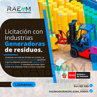 RAEOMINAM.COM RAEOMINAM RAEOM Registro Autoritativo de Empresas Operadoras MINAM, para transporte de Residuos Sólidos. Los generadores de residuos no municipales deben incluir en su Plan de Minimización y Manejo de Residuos Sólidos, estrategias preventivas orientadas a alcanzar la minimización en la fuente. Dicho Plan forma parte del IGA.
                                        Obligaciones del generador no municipal.
                                        Son obligaciones de los generadores de residuos sólidos no municipales: 
                                        a) Manejar los residuos sólidos que generen, teniendo en cuenta lo establecido en el artículo 55 del Decreto Legislativo nº 1278; 
                                        b) Conducir el registro interno sobre la generación y manejo de los residuos sólidos, en sus instalaciones, con la finalidad de disponer de la información necesaria sobre la generación, minimización y manejo de los residuos sólidos; 
                                        c) Contratar a una EO-RS para el manejo los residuos sólidos fuera de las instalaciones industriales o productivas, áreas de la concesión o lote del titular del proyecto;
                                        d) Brindar las facilidades necesarias a las autoridades competentes para el adecuado cumplimiento de sus funciones;
                                        e) Establecer estrategias y desarrollar acciones orientadas a la prevención y/o minimización y/o valorización de residuos sólidos, como primera opción de gestión;
                                        f) Adoptar medidas para la restauración y/o rehabilitación y/o reparación y/o compensación ambiental por el inadecuado manejo de residuos sólidos no municipales de su actividad;
                                        g) En caso se encuentren ubicados en zonas en las cuales no exista infraestructura de residuos sólidos autorizada y/o EO-RS, deben establecer e implementar alternativas de gestión que garanticen la adecuada valorización y/o disposición final de los residuos sólidos;
                                        h) En caso los generadores de residuos sólidos de gestión no municipal realicen el aprovechamiento de material de descarte y/o coprocesamiento, deben regirse por lo establecido en los artículos sobre la materia.
                                        Aquellos generadores de residuos sólidos no municipales que se encuentran obligados a contar con un IGA, adicionalmente deben presentar la Declaración Anual sobre Minimización y Gestión de Residuos Sólidos no Municipales -también denominada Declaración Anual de Manejo de Residuos Sólidos y los Manifiestos de Manejo de Residuos Peligrosos en formato digital, a través del SIGERSOL.
                                        Las autoridades sectoriales, definen y aprueban el alcance, condiciones y lineamientos para la presentación de ambos documentos a través del SIGERSOL, en aquellos casos de los generadores de residuos sólidos no municipales que no se encuentran obligados a contar con un IGA.
                                        La presentación de la Declaración Anual sobre Minimización y Gestión de Residuos Sólidos no Municipales -también denominada Declaración Anual de Manejo de Residuos Sólidos- y de los Manifiestos de Manejo de Residuos, es una obligación exclusiva del titular del proyecto o de actividades, y estos pueden ser elaborados con información generada por el propio titular de la actividad, así como por aquella brindada por sus proveedores de servicios, siendo en todos los casos, el generador no municipal el único responsable de su reporte.