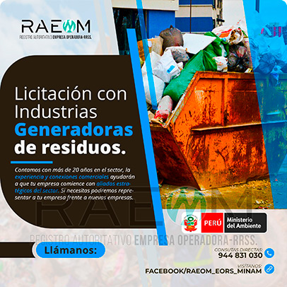 RAEOMINAM.COM RAEOMINAM RAEOM Registro Autoritativo de Empresas Operadoras MINAM, para transporte de Residuos Sólidos. Los generadores de residuos no municipales deben incluir en su Plan de Minimización y Manejo de Residuos Sólidos, estrategias preventivas orientadas a alcanzar la minimización en la fuente. Dicho Plan forma parte del IGA.
                                        Obligaciones del generador no municipal.
                                        Son obligaciones de los generadores de residuos sólidos no municipales: 
                                        a) Manejar los residuos sólidos que generen, teniendo en cuenta lo establecido en el artículo 55 del Decreto Legislativo nº 1278; 
                                        b) Conducir el registro interno sobre la generación y manejo de los residuos sólidos, en sus instalaciones, con la finalidad de disponer de la información necesaria sobre la generación, minimización y manejo de los residuos sólidos; 
                                        c) Contratar a una EO-RS para el manejo los residuos sólidos fuera de las instalaciones industriales o productivas, áreas de la concesión o lote del titular del proyecto;
                                        d) Brindar las facilidades necesarias a las autoridades competentes para el adecuado cumplimiento de sus funciones;
                                        e) Establecer estrategias y desarrollar acciones orientadas a la prevención y/o minimización y/o valorización de residuos sólidos, como primera opción de gestión;
                                        f) Adoptar medidas para la restauración y/o rehabilitación y/o reparación y/o compensación ambiental por el inadecuado manejo de residuos sólidos no municipales de su actividad;
                                        g) En caso se encuentren ubicados en zonas en las cuales no exista infraestructura de residuos sólidos autorizada y/o EO-RS, deben establecer e implementar alternativas de gestión que garanticen la adecuada valorización y/o disposición final de los residuos sólidos;
                                        h) En caso los generadores de residuos sólidos de gestión no municipal realicen el aprovechamiento de material de descarte y/o coprocesamiento, deben regirse por lo establecido en los artículos sobre la materia.
                                        Aquellos generadores de residuos sólidos no municipales que se encuentran obligados a contar con un IGA, adicionalmente deben presentar la Declaración Anual sobre Minimización y Gestión de Residuos Sólidos no Municipales -también denominada Declaración Anual de Manejo de Residuos Sólidos y los Manifiestos de Manejo de Residuos Peligrosos en formato digital, a través del SIGERSOL.
                                        Las autoridades sectoriales, definen y aprueban el alcance, condiciones y lineamientos para la presentación de ambos documentos a través del SIGERSOL, en aquellos casos de los generadores de residuos sólidos no municipales que no se encuentran obligados a contar con un IGA.
                                        La presentación de la Declaración Anual sobre Minimización y Gestión de Residuos Sólidos no Municipales -también denominada Declaración Anual de Manejo de Residuos Sólidos- y de los Manifiestos de Manejo de Residuos, es una obligación exclusiva del titular del proyecto o de actividades, y estos pueden ser elaborados con información generada por el propio titular de la actividad, así como por aquella brindada por sus proveedores de servicios, siendo en todos los casos, el generador no municipal el único responsable de su reporte.