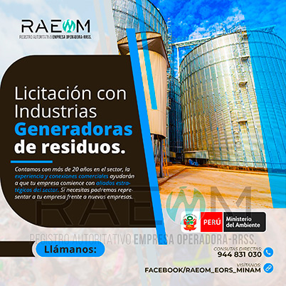 RAEOMINAM.COM RAEOMINAM RAEOM Registro Autoritativo de Empresas Operadoras MINAM, para transporte de Residuos Sólidos. Los generadores de residuos no municipales deben incluir en su Plan de Minimización y Manejo de Residuos Sólidos, estrategias preventivas orientadas a alcanzar la minimización en la fuente. Dicho Plan forma parte del IGA.
                                                    Obligaciones del generador no municipal.
                                                    Son obligaciones de los generadores de residuos sólidos no municipales: 
                                                    a) Manejar los residuos sólidos que generen, teniendo en cuenta lo establecido en el artículo 55 del Decreto Legislativo nº 1278; 
                                                    b) Conducir el registro interno sobre la generación y manejo de los residuos sólidos, en sus instalaciones, con la finalidad de disponer de la información necesaria sobre la generación, minimización y manejo de los residuos sólidos; 
                                                    c) Contratar a una EO-RS para el manejo los residuos sólidos fuera de las instalaciones industriales o productivas, áreas de la concesión o lote del titular del proyecto;
                                                    d) Brindar las facilidades necesarias a las autoridades competentes para el adecuado cumplimiento de sus funciones;
                                                    e) Establecer estrategias y desarrollar acciones orientadas a la prevención y/o minimización y/o valorización de residuos sólidos, como primera opción de gestión;
                                                    f) Adoptar medidas para la restauración y/o rehabilitación y/o reparación y/o compensación ambiental por el inadecuado manejo de residuos sólidos no municipales de su actividad;
                                                    g) En caso se encuentren ubicados en zonas en las cuales no exista infraestructura de residuos sólidos autorizada y/o EO-RS, deben establecer e implementar alternativas de gestión que garanticen la adecuada valorización y/o disposición final de los residuos sólidos;
                                                    h) En caso los generadores de residuos sólidos de gestión no municipal realicen el aprovechamiento de material de descarte y/o coprocesamiento, deben regirse por lo establecido en los artículos sobre la materia.
                                                    Aquellos generadores de residuos sólidos no municipales que se encuentran obligados a contar con un IGA, adicionalmente deben presentar la Declaración Anual sobre Minimización y Gestión de Residuos Sólidos no Municipales -también denominada Declaración Anual de Manejo de Residuos Sólidos y los Manifiestos de Manejo de Residuos Peligrosos en formato digital, a través del SIGERSOL.
                                                    Las autoridades sectoriales, definen y aprueban el alcance, condiciones y lineamientos para la presentación de ambos documentos a través del SIGERSOL, en aquellos casos de los generadores de residuos sólidos no municipales que no se encuentran obligados a contar con un IGA.
                                                    La presentación de la Declaración Anual sobre Minimización y Gestión de Residuos Sólidos no Municipales -también denominada Declaración Anual de Manejo de Residuos Sólidos- y de los Manifiestos de Manejo de Residuos, es una obligación exclusiva del titular del proyecto o de actividades, y estos pueden ser elaborados con información generada por el propio titular de la actividad, así como por aquella brindada por sus proveedores de servicios, siendo en todos los casos, el generador no municipal el único responsable de su reporte.